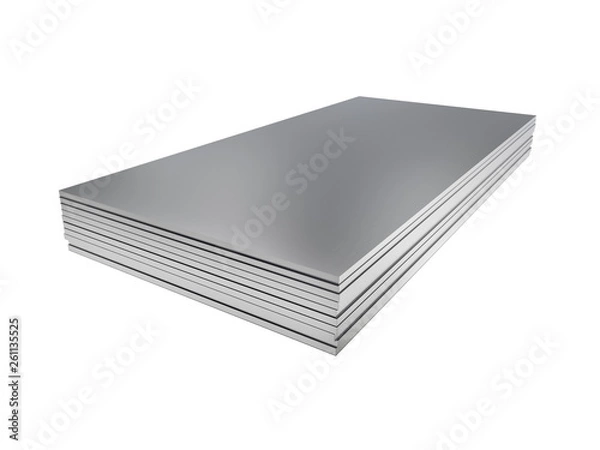 Obraz Stack of steel profile sheets. 3D Illustration