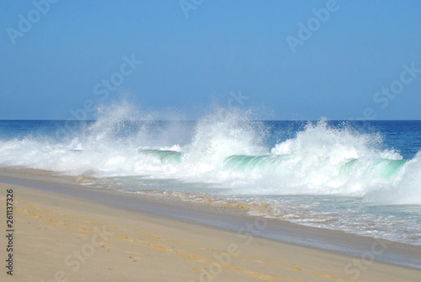Fototapeta Beach and wonderful splash waves 