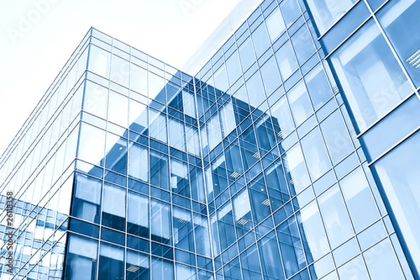 Fototapeta blue modern business buildings