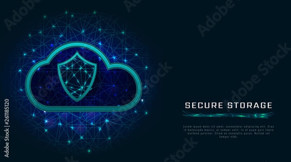 Fototapeta Cybersecurity and information or network protection concept. Future technology web services for business and internet design on abstract background.