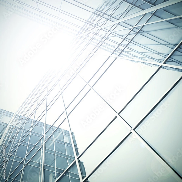 Fototapeta modern glass skyscraper perspective view