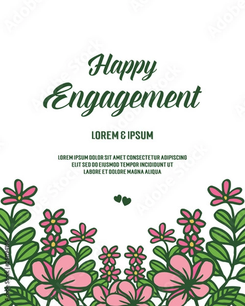 Fototapeta Vector drawing of various flower frames for invitation to happy engagement