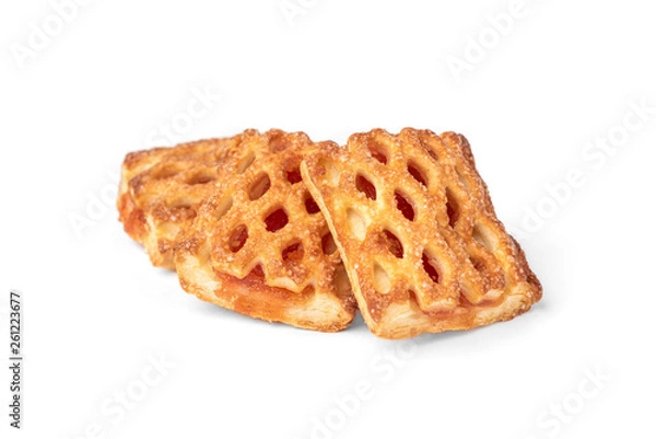 Fototapeta Puff pastry with apple isolated on white background.