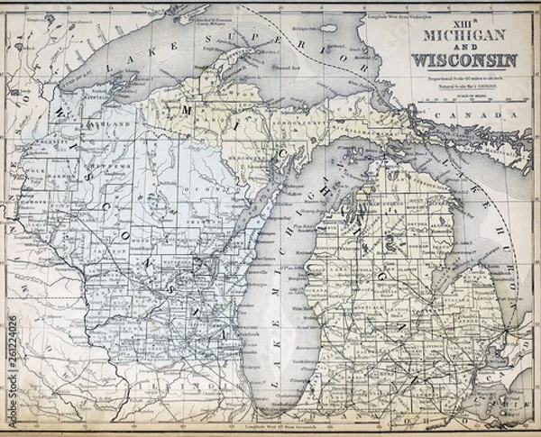 Obraz Old map. Engraving image