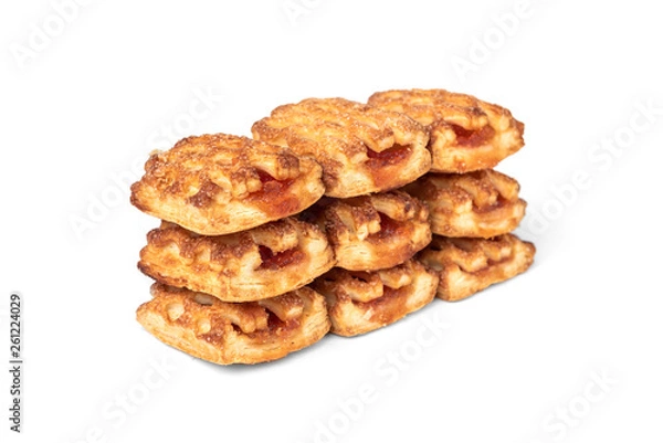 Fototapeta Puff pastry with apple isolated on white background.