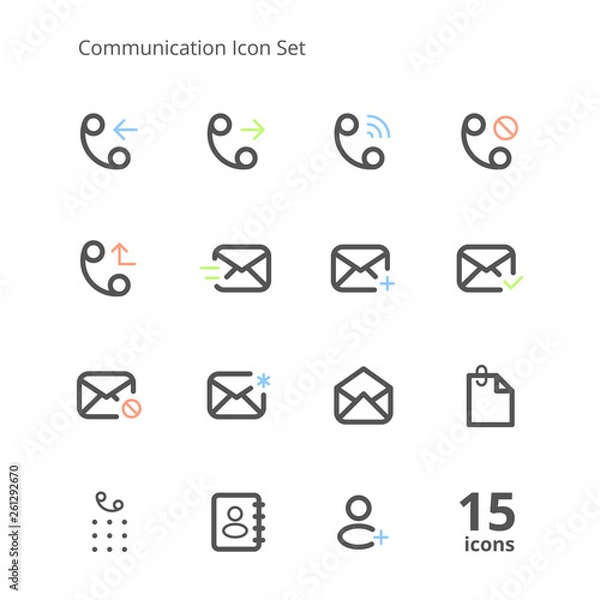 Fototapeta Communication Icons in Line Style