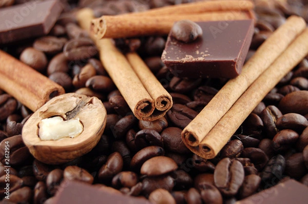 Obraz coffee beans and cinnamon