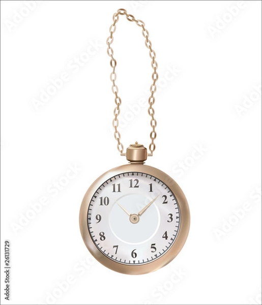 Fototapeta retro-styled gold clock with chain