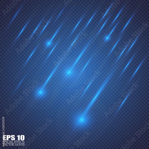 Fototapeta Vector sparkling falling star. Stardust trail. 