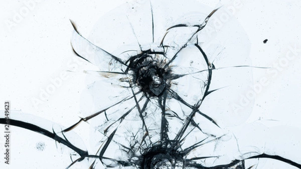 Fototapeta Cracked glass on a white background texture