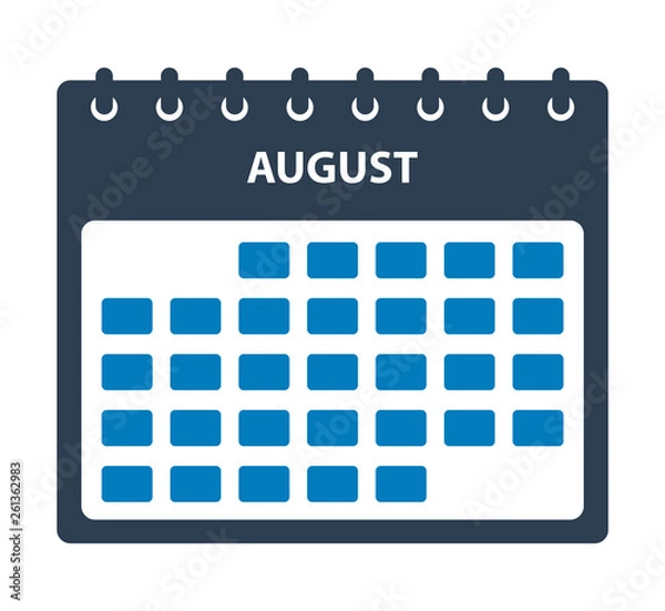 Obraz August Calendar Icon. Flat style vector EPS.