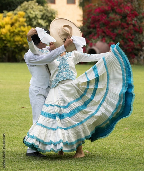Obraz baile de marinera, typical Peruvian dance.