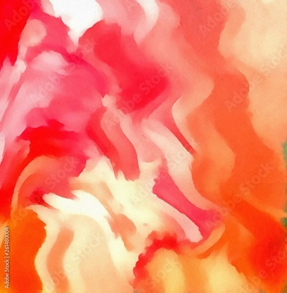 Fototapeta Watercolor abstract background pattern with chaotic multi color waves. Psychedelic cartoon bright effect. Little wet and liquid elements.