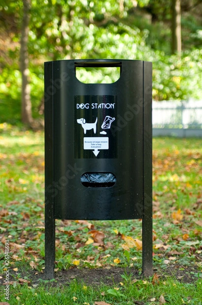 Obraz Dog waste station with instructions in the park