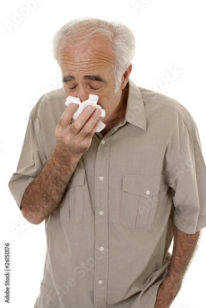 Fototapeta Senior with cold flu