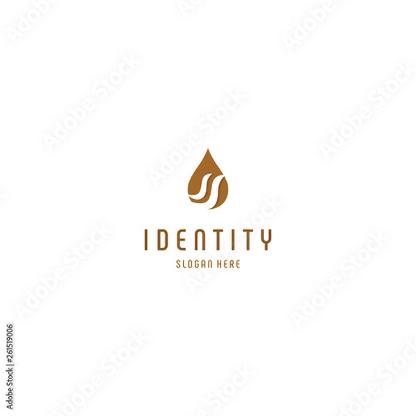 Fototapeta Coffee drop logo. Coffee emblem. A cup and drop linear flat icon, Coffee logo with drop style design template, coffee, logo, drop, drink, Premium Vector