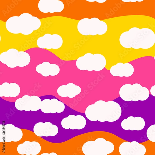 Obraz Clouds bright colors seamless pattern vector