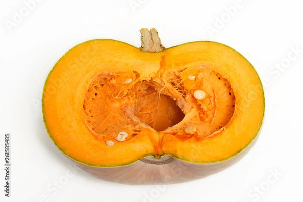 Obraz Half a pumpkin isolated on a white background. Top view.