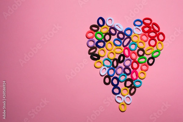 Obraz Heart shape in the form of multi-colored hair elastics