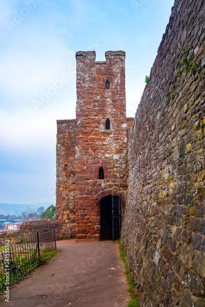 Fototapeta Athelstan's Tower on the City Wall, Exeter, Devon, UK. Seen from Rougemont Gardens.