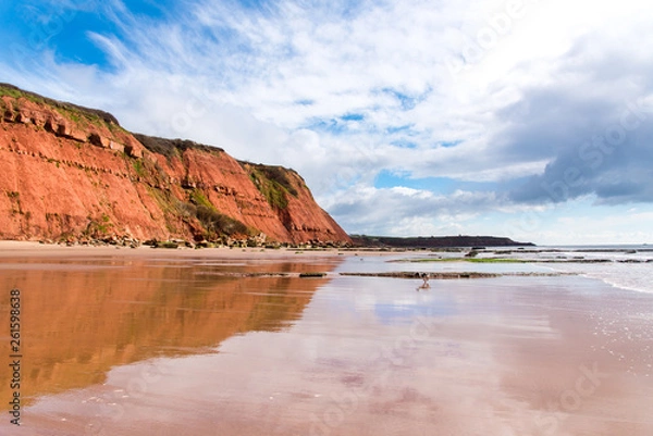 Fototapeta Straight Point in the distance, seen from near Orcombe Point, Exmouth, Devon, UK