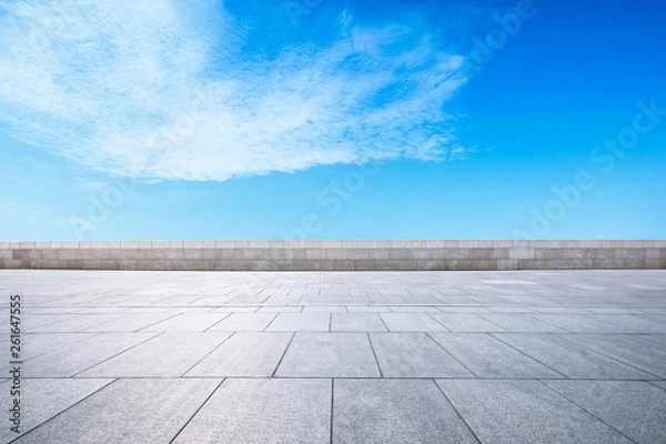 Fototapeta Empty square floor and beautiful sky clouds landscape