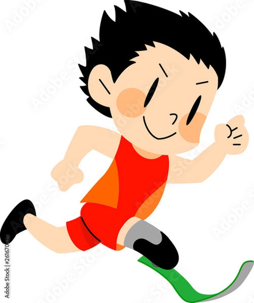 Obraz 障害者スポーツ　陸上競技をする義足の男性