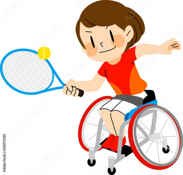 Obraz 障害者スポーツ　車いすテニスをする女性