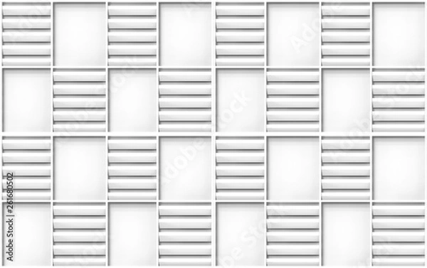 Fototapeta 3d rendering. Modern seamless gray wood panel in square frane pattern design texture wall background.