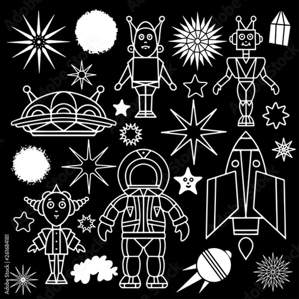 Fototapeta Space cartoon set