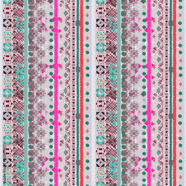 Fototapeta Quilted, boho seamless pattern