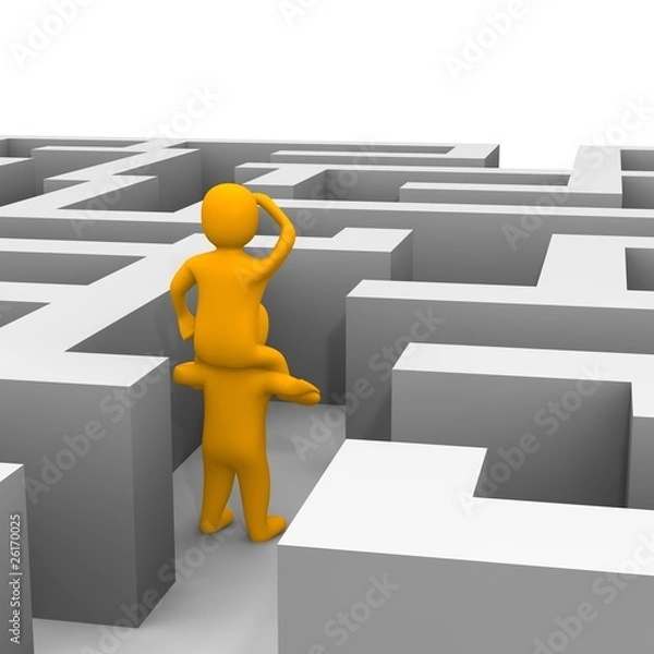 Fototapeta Finding path through labyrinth. 3d rendered illustration.