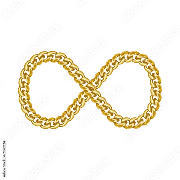 Obraz Infinity sign symbol icon made of gold chain.
