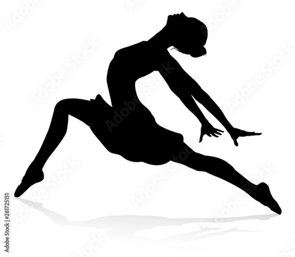 Obraz Ballet dancer woman in silhouette dancing in posed position