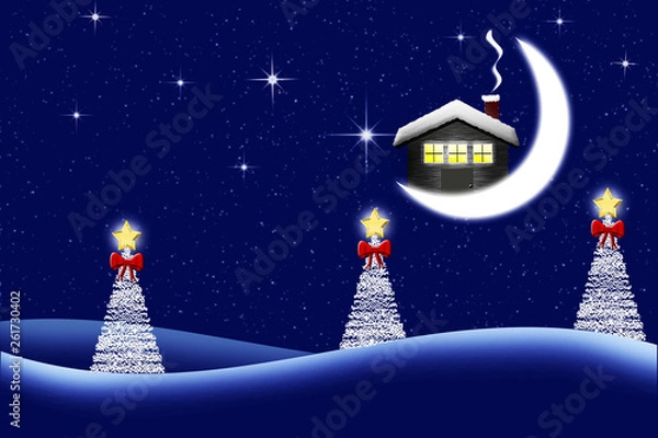 Obraz christmas background with tree and snowflakes