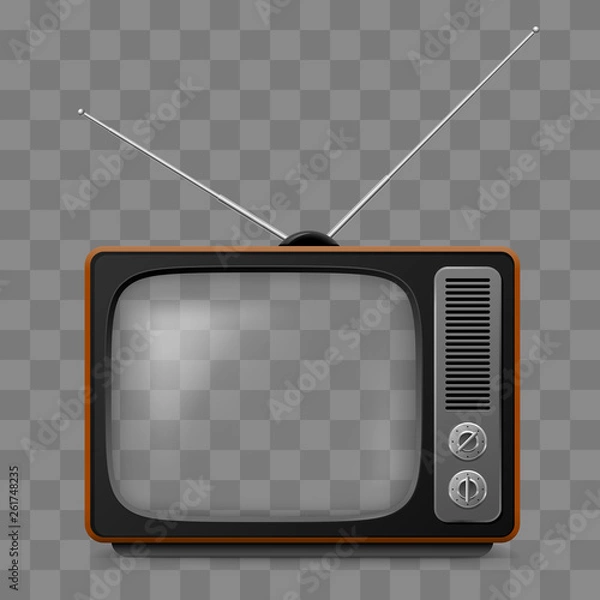 Fototapeta Retro telewizor widza makiety izolować na przezroczystej siatce