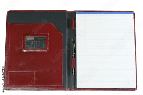 Obraz burgundy leather portfolio with notepad