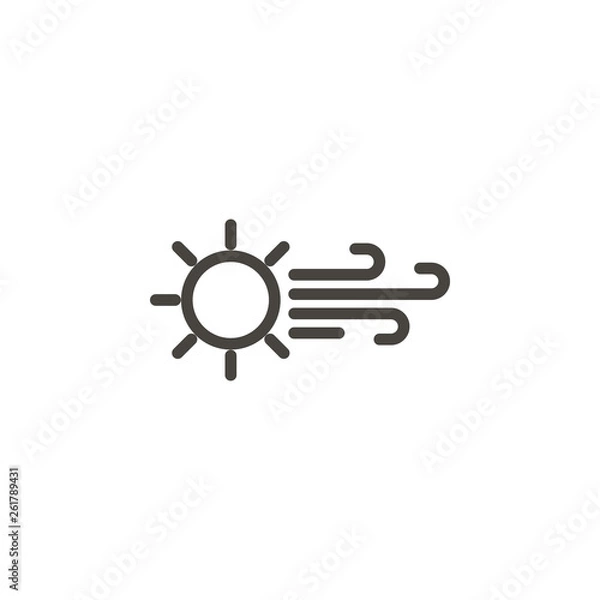 Fototapeta Sun, wind vector icon. Element of weather for mobile concept and web apps illustration. Thin line icon for website design and development. Vector icon