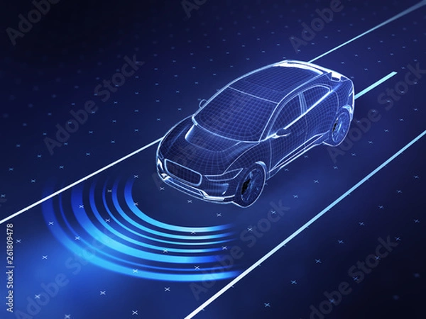 Obraz Autonomous driving concept illustration - 3d rendering