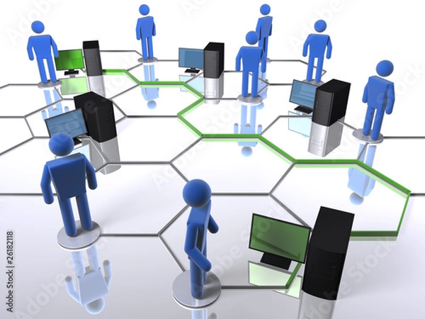 Fototapeta Computer connection within a business network