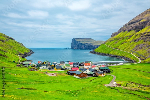 Obraz  Tjornuvik – beautiful town in the Faroe Islands, sit on the north coast of Streymoy, Faroe Islands, Denmark