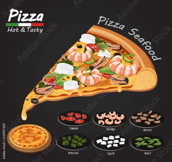 Obraz Pizza on the board with the ingredients.