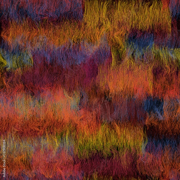 Fototapeta Colorful weave grunge striped and wavy seamless pattern