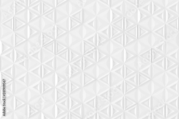 Fototapeta Parametric digital texture of triangles with different volume and internal pattern 3D illustration