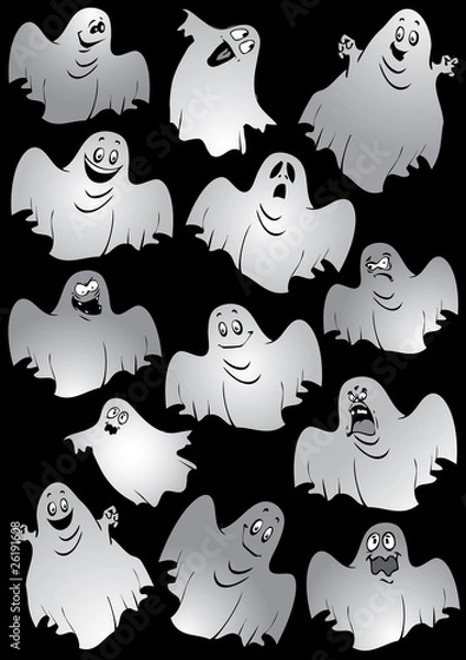 Obraz Ghosts. Halloween night. Vector art-illustration.