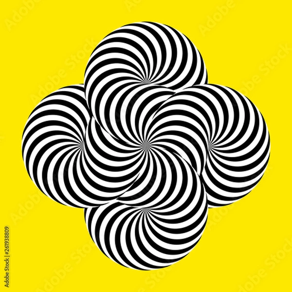 Obraz IInfinity symbol of interlaced circles. Impossible shape on color background. Optical illusion with striped lines. Black white stripes of circle.