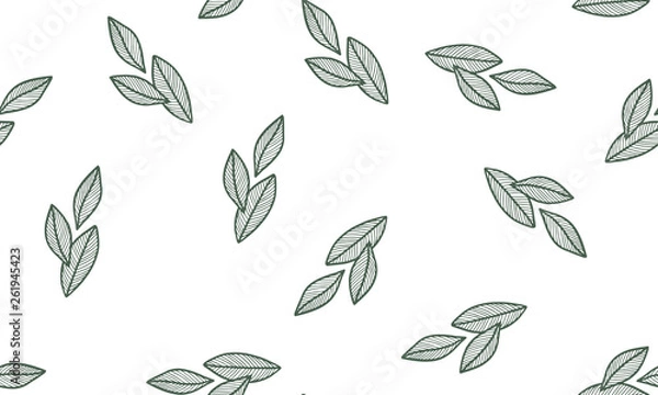 Fototapeta Seamless pattern with leaves. Vector floral background.