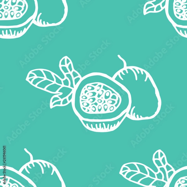 Fototapeta Passion fruit tropical seamless pattern
