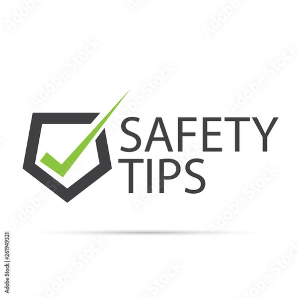 Fototapeta Safety tips symbol security sign on white