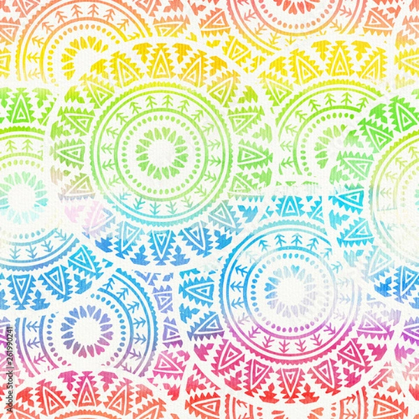 Fototapeta Abstract boho watercolor rainbow seamless background.